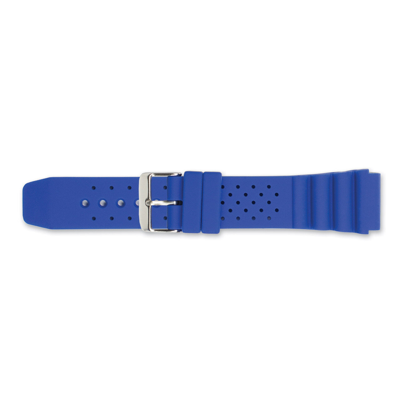 20mm Blue Silicone Rubber Watch Band 8.5 Inch Silver-tone Buckle BAW327-20