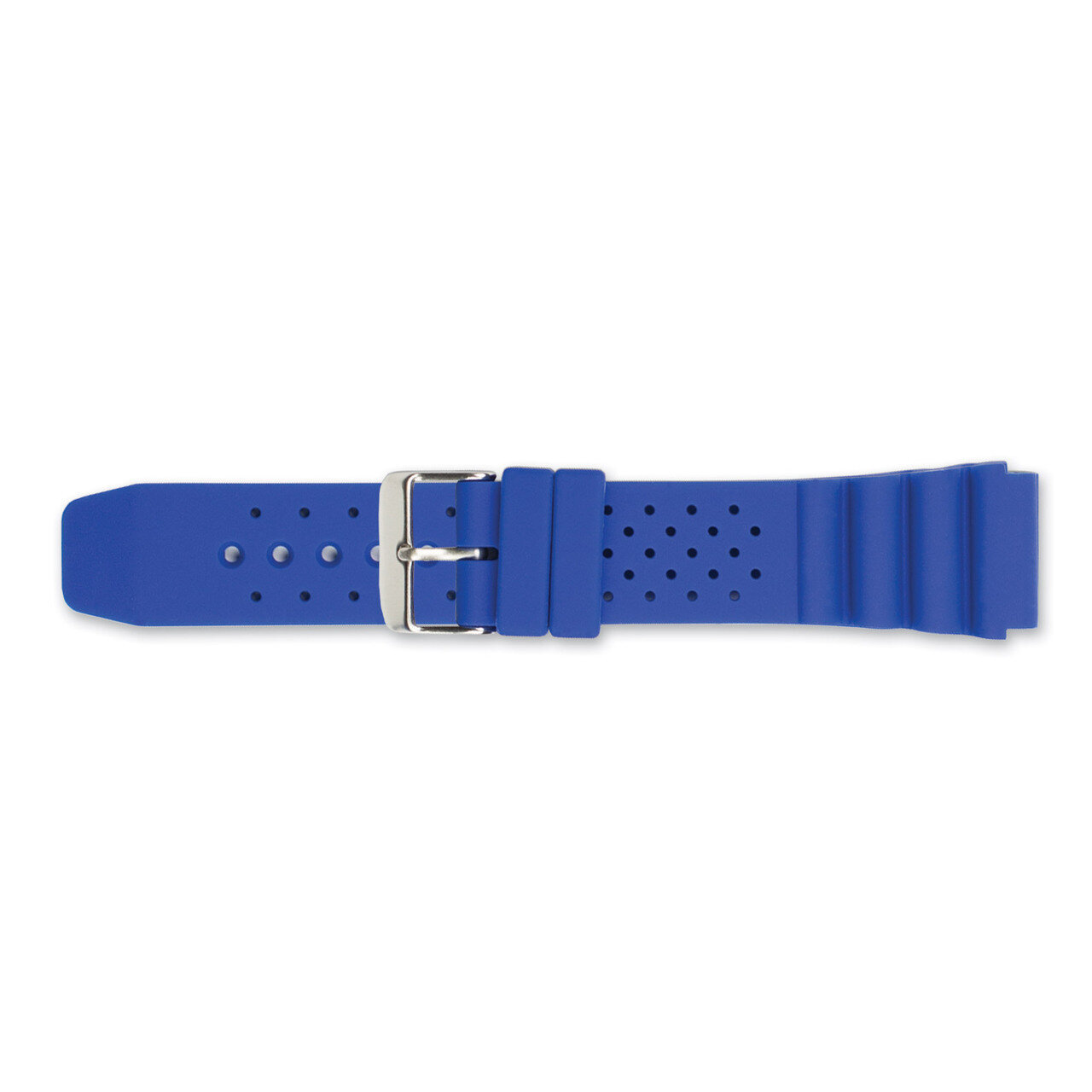 22mm Blue Silicone Rubber Watch Band 8.5 Inch Silver-tone Buckle BAW327-22, MPN: BAW327-22, 6022697…