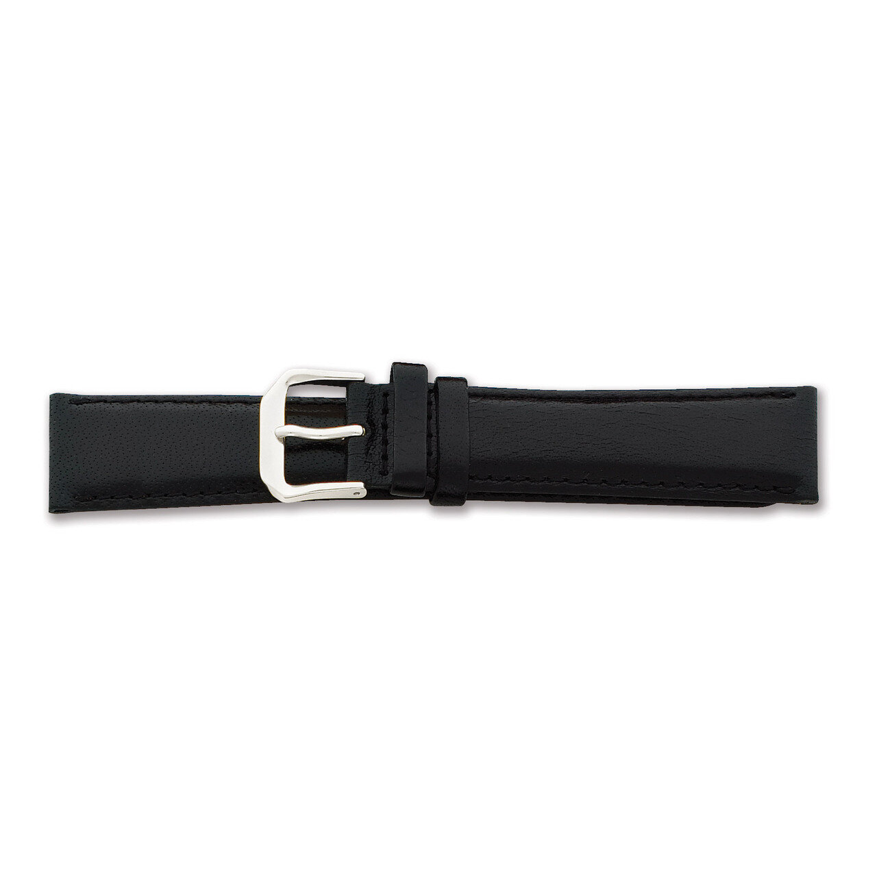 20mm Black Smooth Leather Watch Band 7.5 Inch Silver-tone Buckle BAW8-20, MPN: BAW8-20, 602269624975