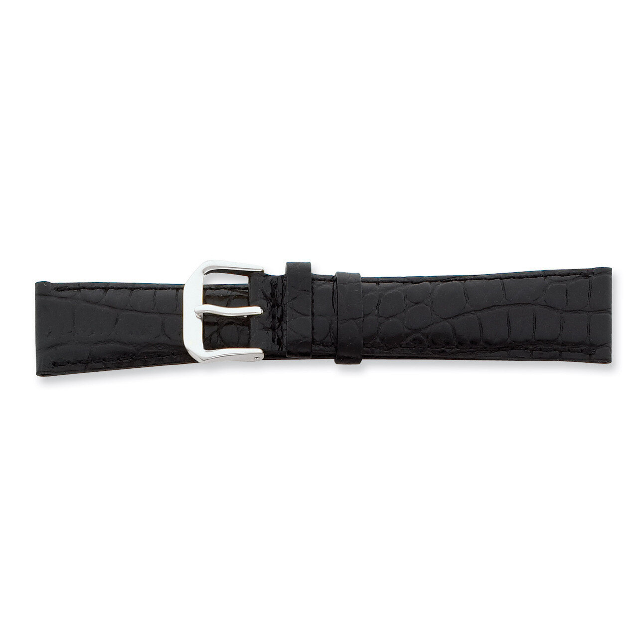 14mm Black Crocodile Dark Stitch Watch Band 6.75 Inch Silver-tone Buckle BAW83-14, MPN: BAW83-14, 8…