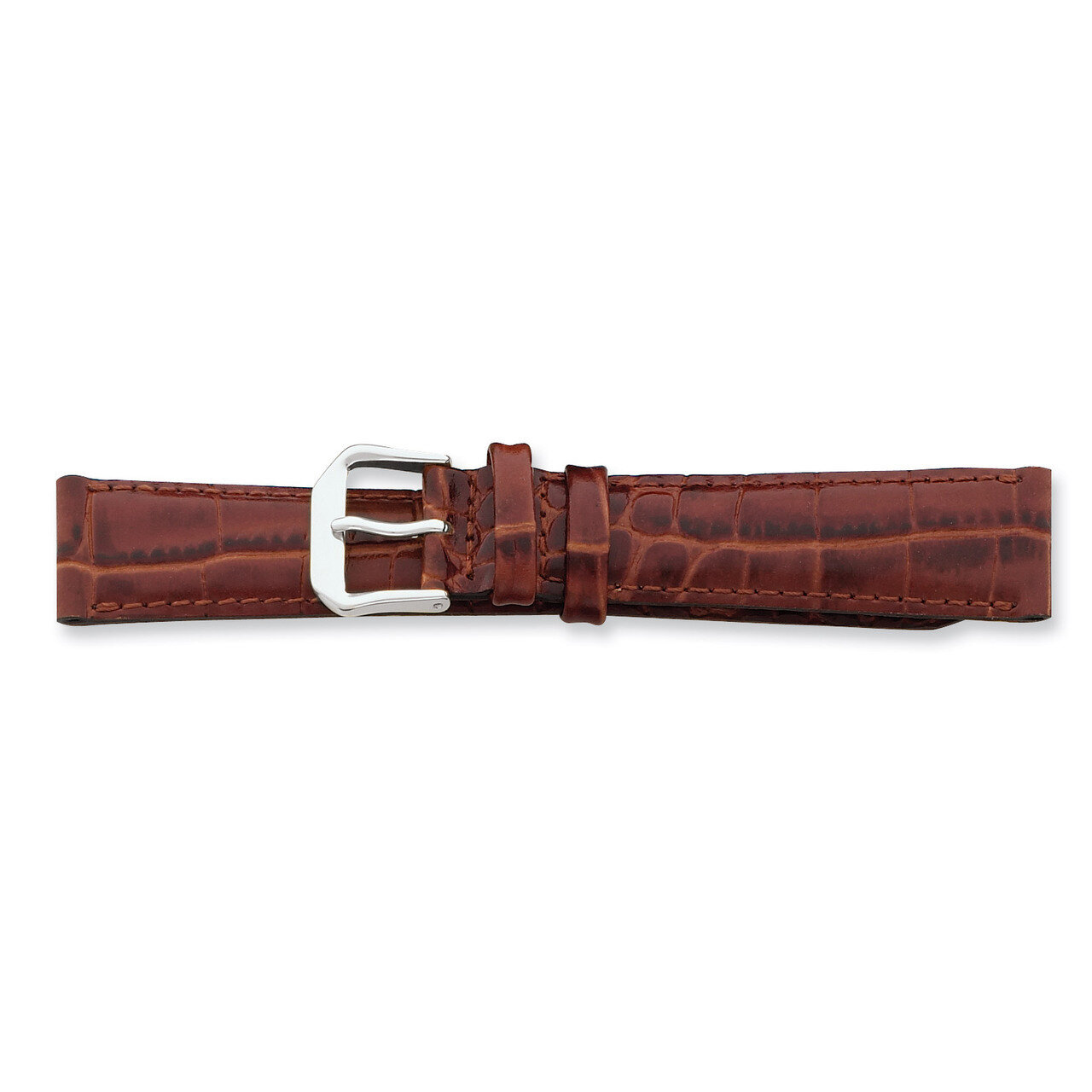 12mm Brown Crocodile Dark Stitch Watch Band 6.75 Inch Silver-tone Buckle BAW92-12, MPN: BAW92-12, 8…