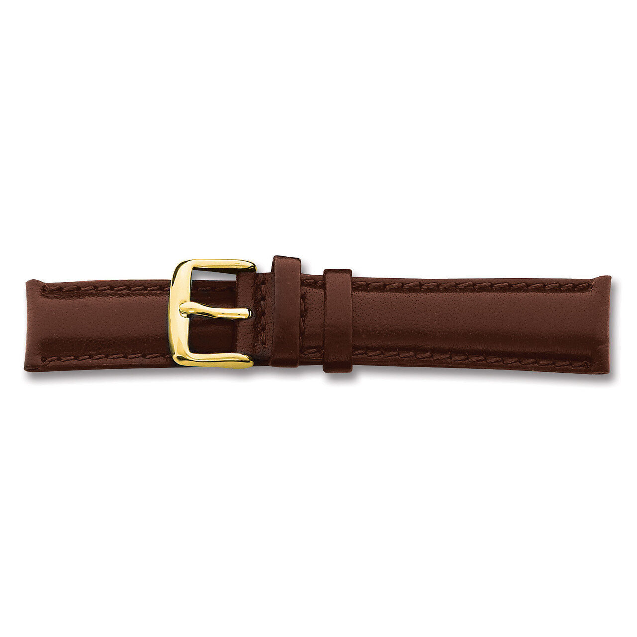 18mm Brown Smooth Leather Chrono Buckle Watch Band 7.5 Inch Gold-tone BAY140-18, MPN: BAY140-18, 60…