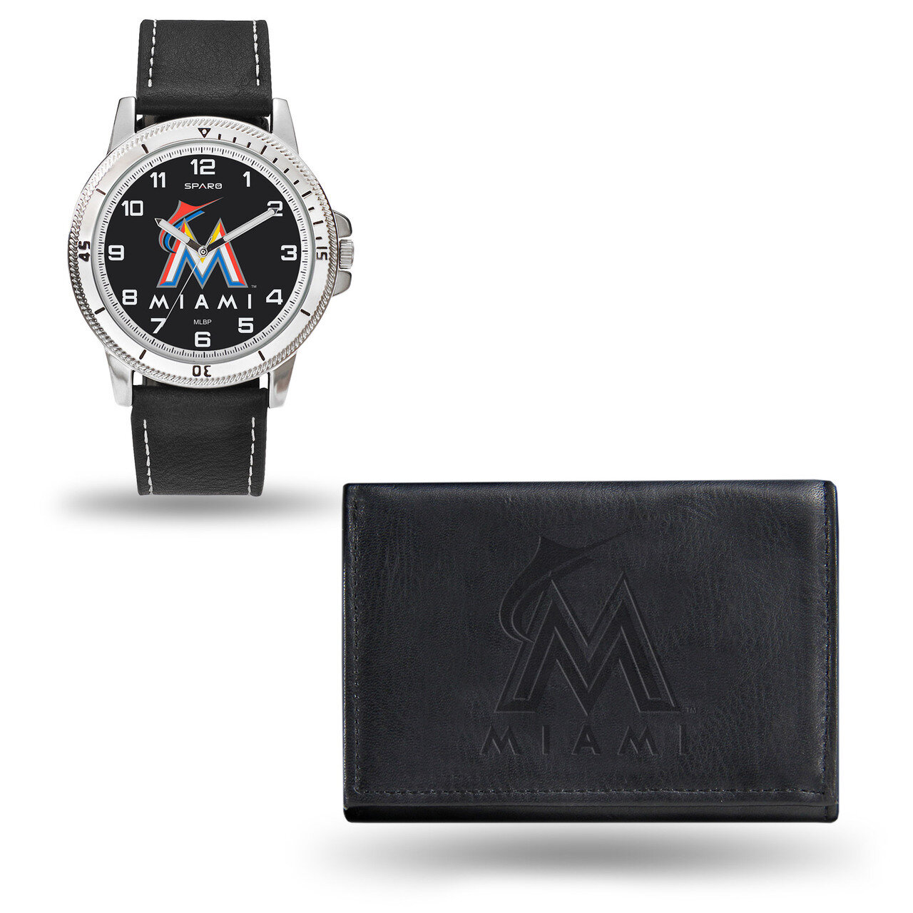 Miami Marlins Black Leather Watch &amp; Wallet Set GC4924, MPN: GC4924, 94746923013