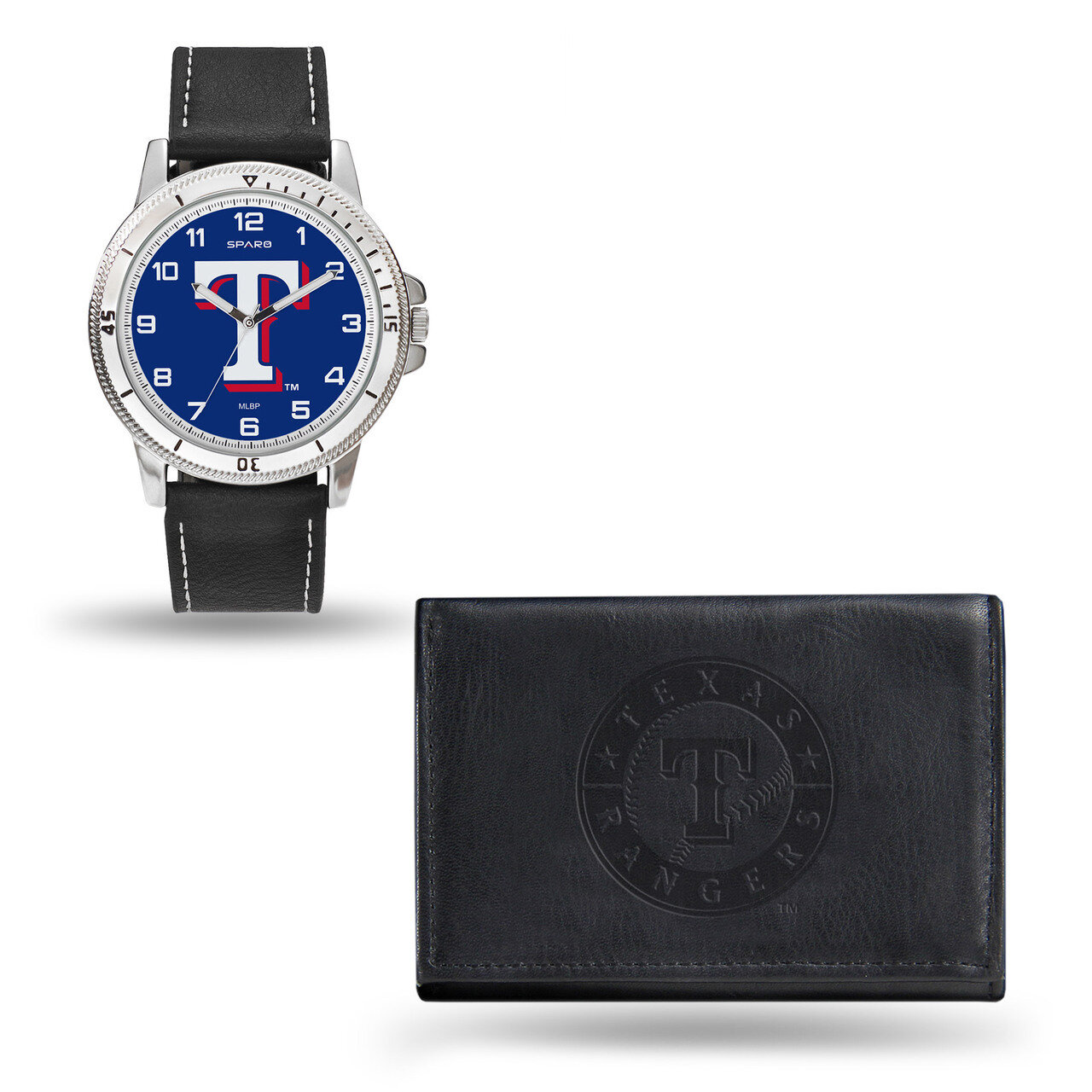 Texas Rangers Black Leather Watch &amp; Wallet Set GC4937