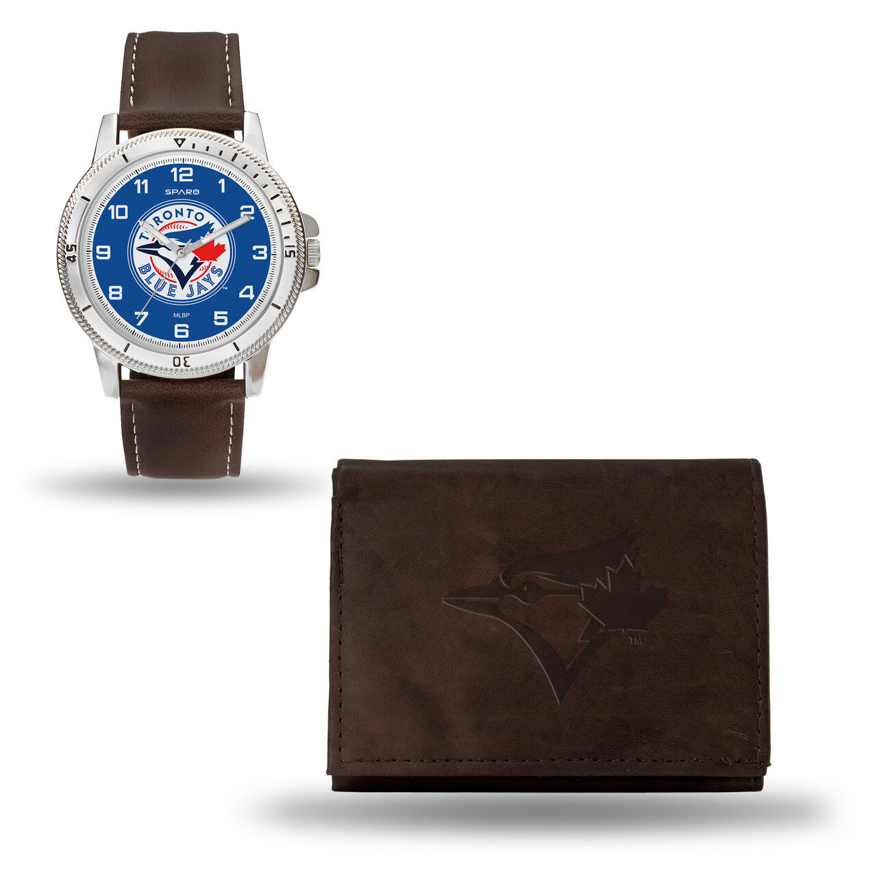 Toronto Blue Jays Brown Leather Watch &amp; Wallet Set GC4968