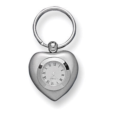 Nickel-plated Heart-Shaped Clock Key Ring GL8646