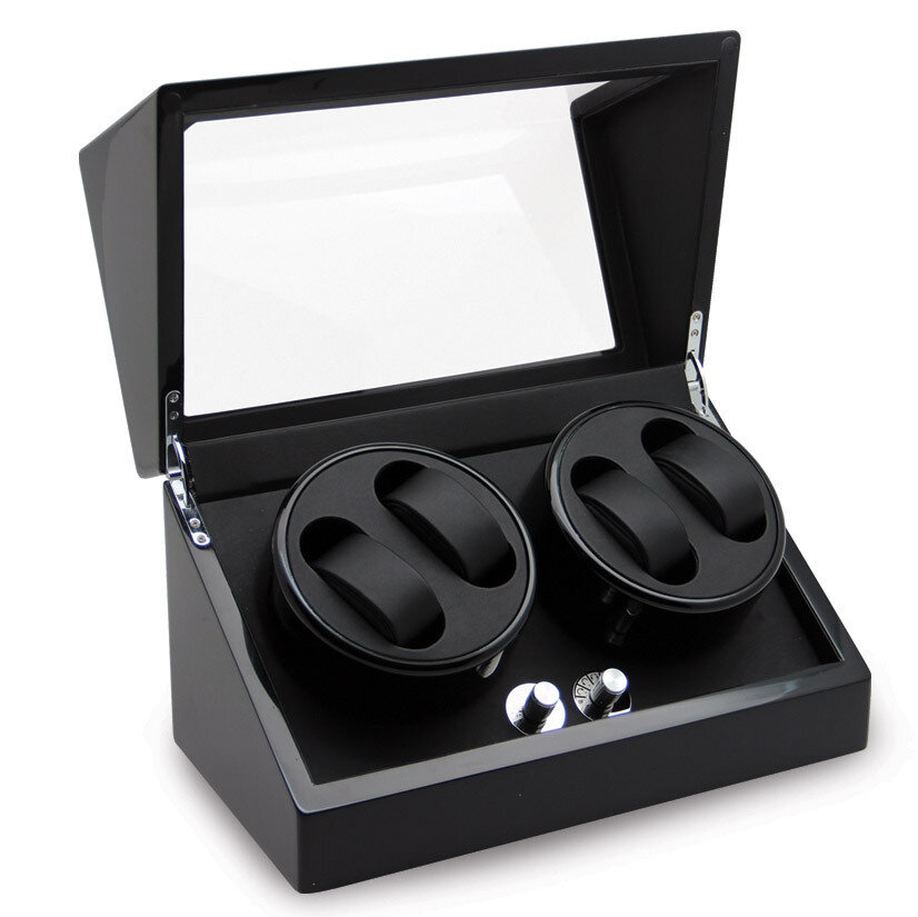 Rotations High Gloss Black Finish 4-Watch Winder GM13136