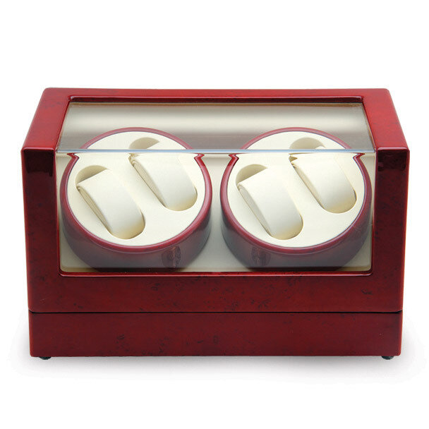 Rotations High Gloss Red Burlwood Finish 4-Watch Winder GM13137, MPN: GM13137, 191101878350