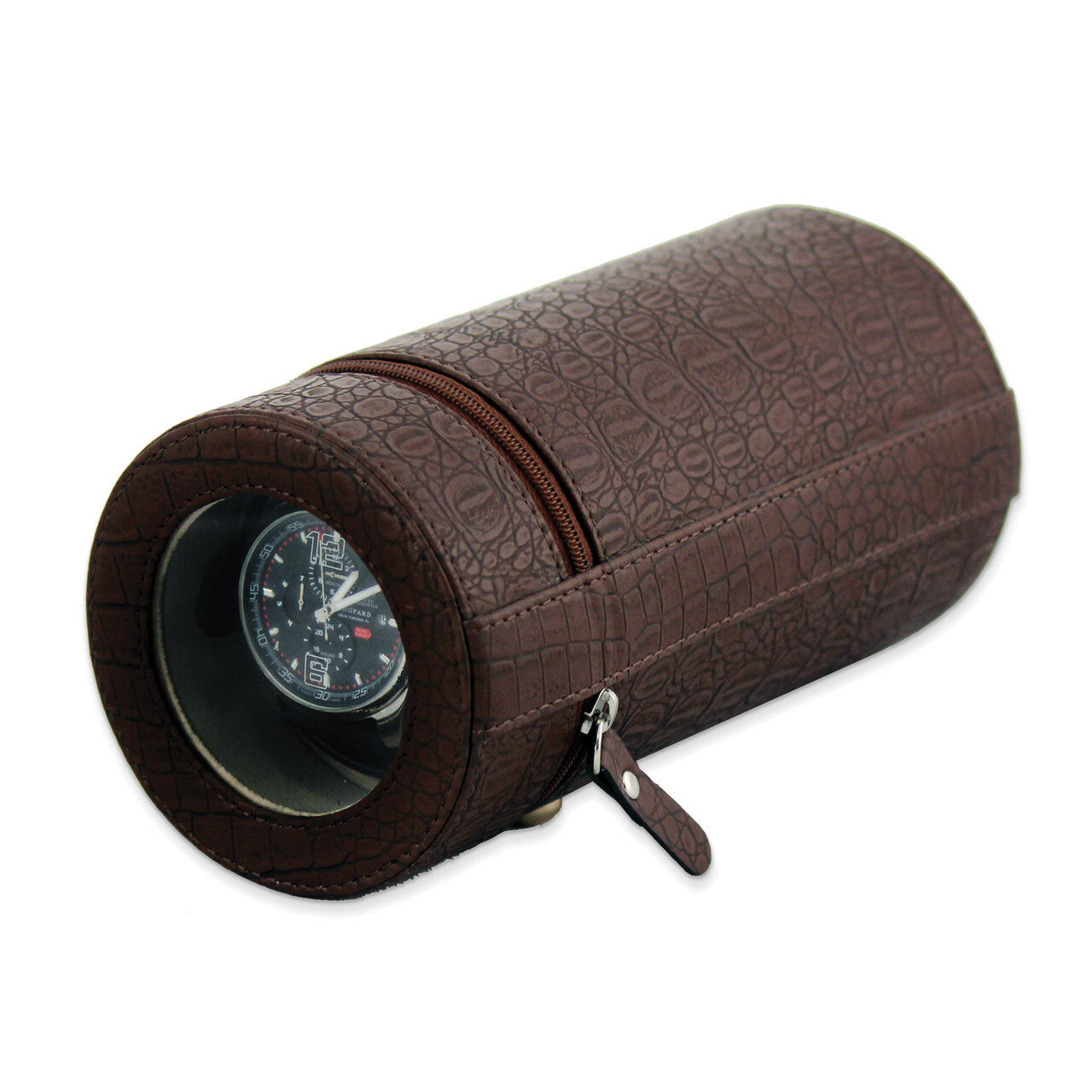 Rotations Brown Crocodile Texture Faux Leather Travel Watch Winder GM8464