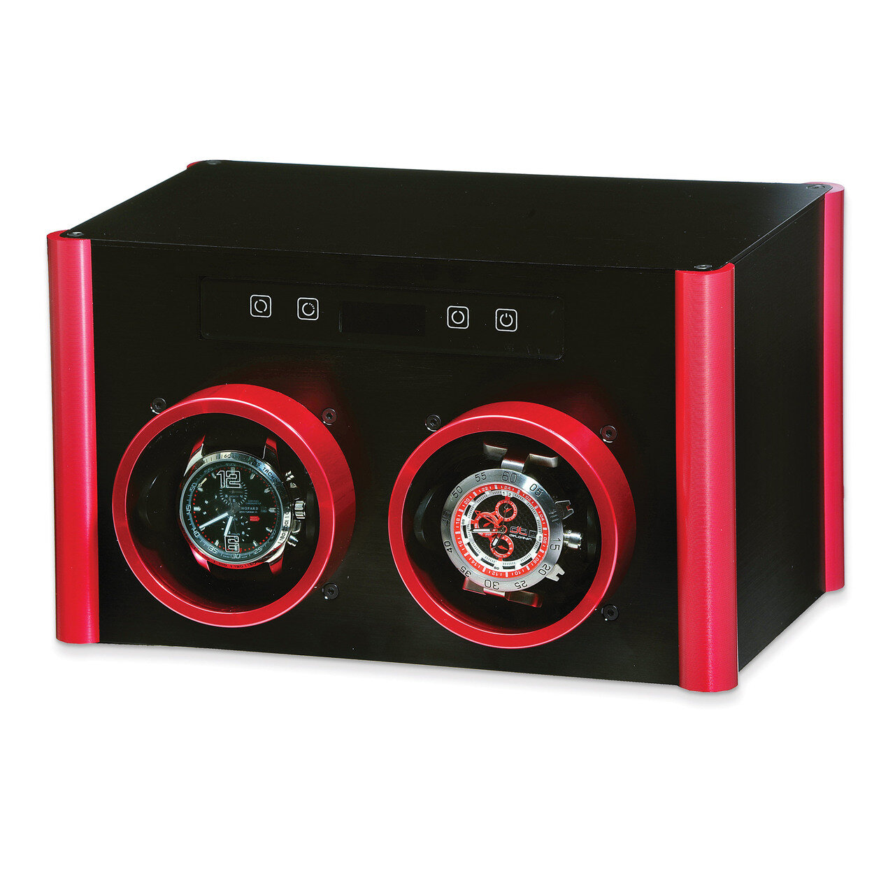 Rotations Black &amp; Red Metal Double Watch Winder GM8467