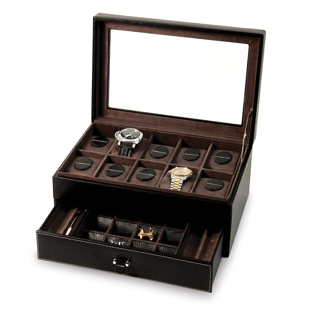 Black Leather 10-Watch Case GM8735, MPN: GM8735, 797140516330