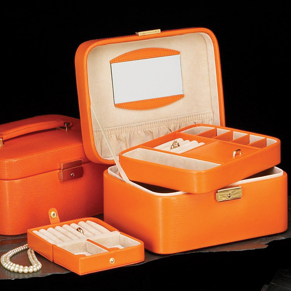 Orange Bonded Leather Jewelry Case GP4566, MPN: GP4566, 797140555346