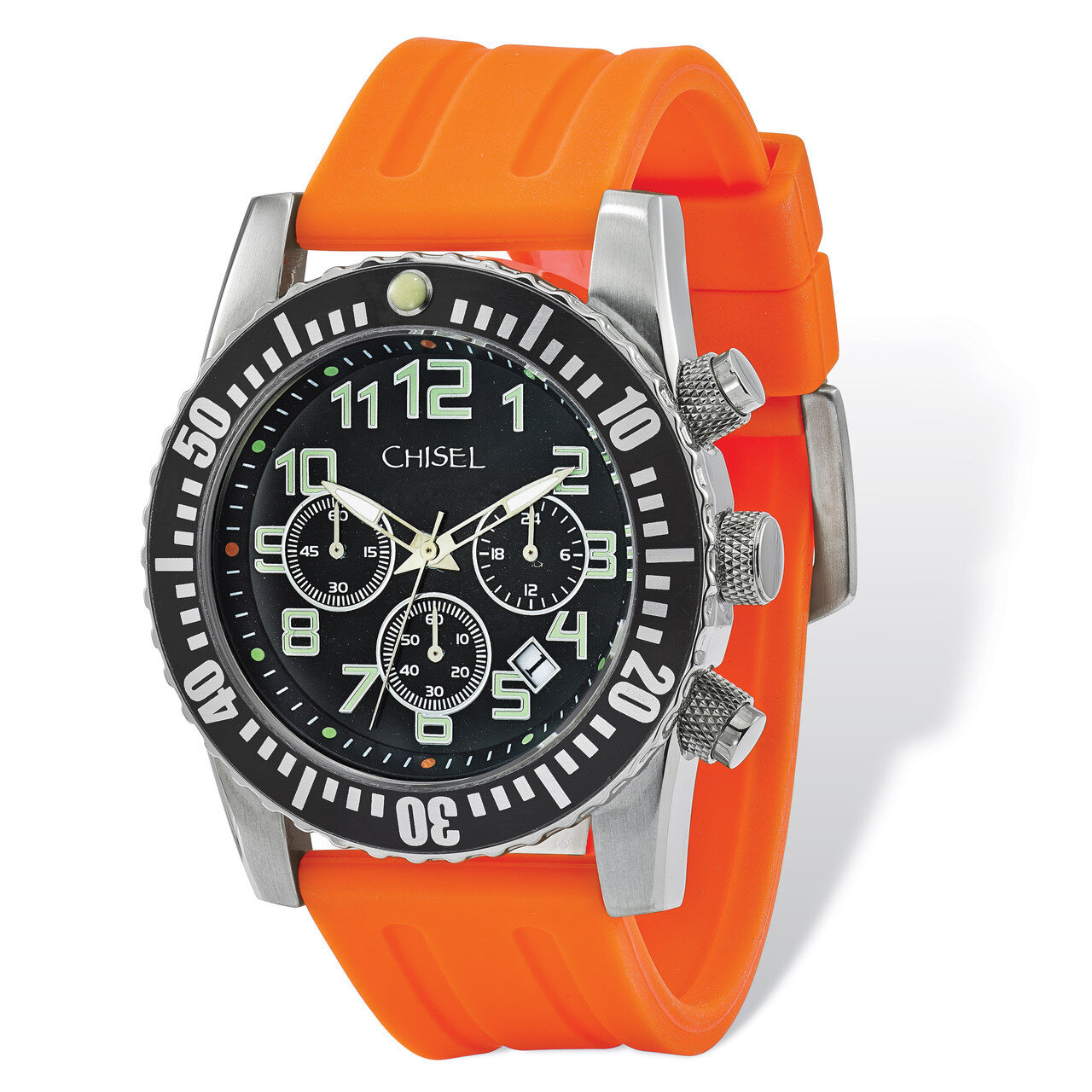 Chisel Black Dial Orange Silicone Chronograph Watch Men&#39;s TPW109, MPN: TPW109, 886774553443