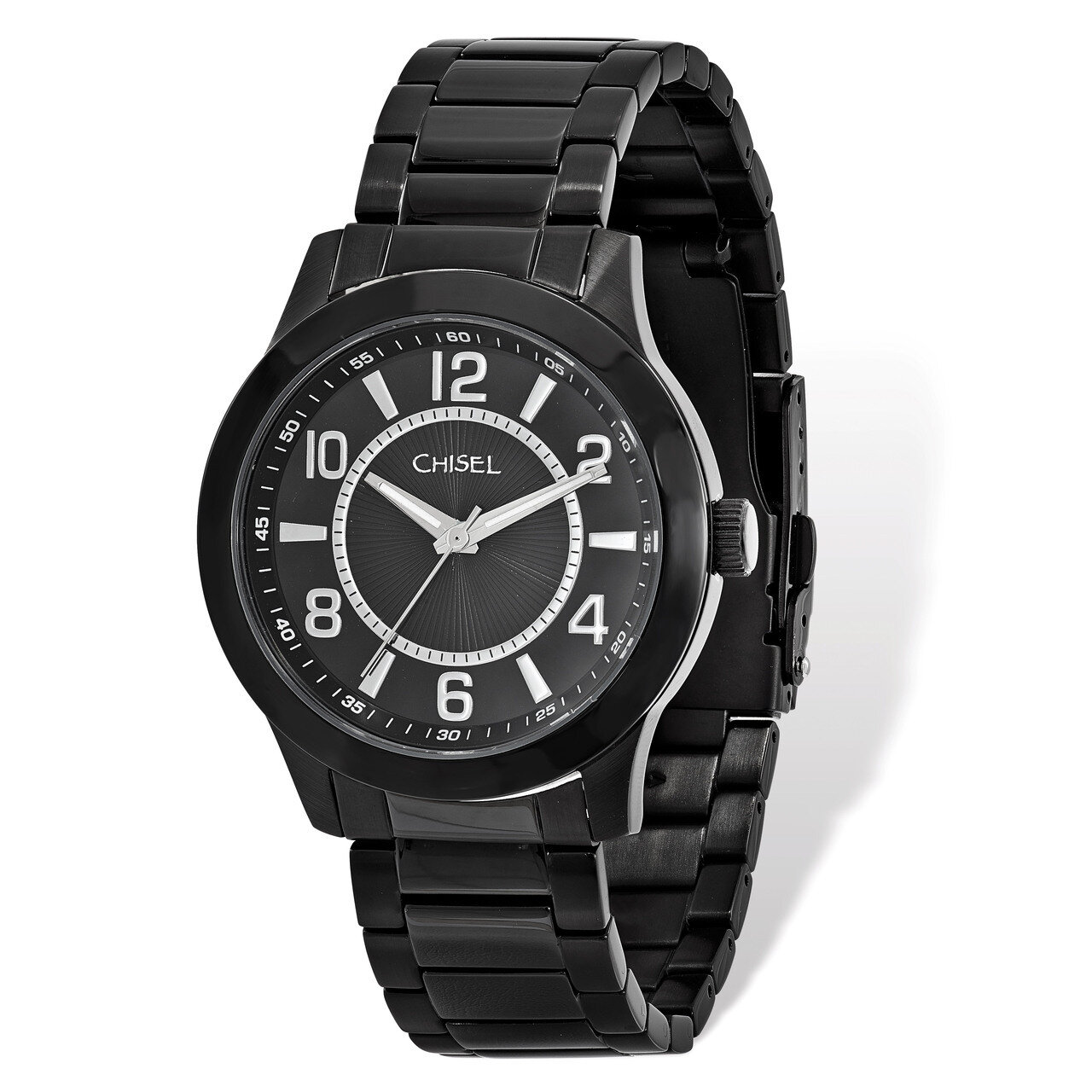 Chisel Black IP-plated Stainless Steel Black Dial Watch Men's TPW91
