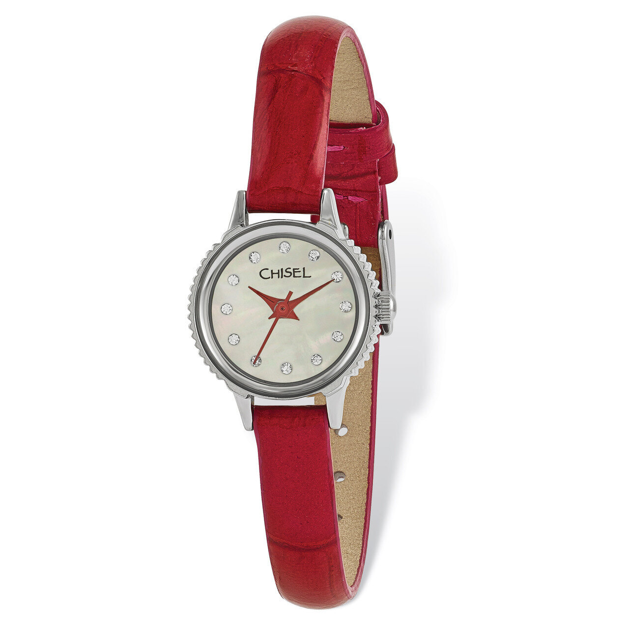 Chisel Stainless Steel Red Leather Watch Strap Ladies TPW93