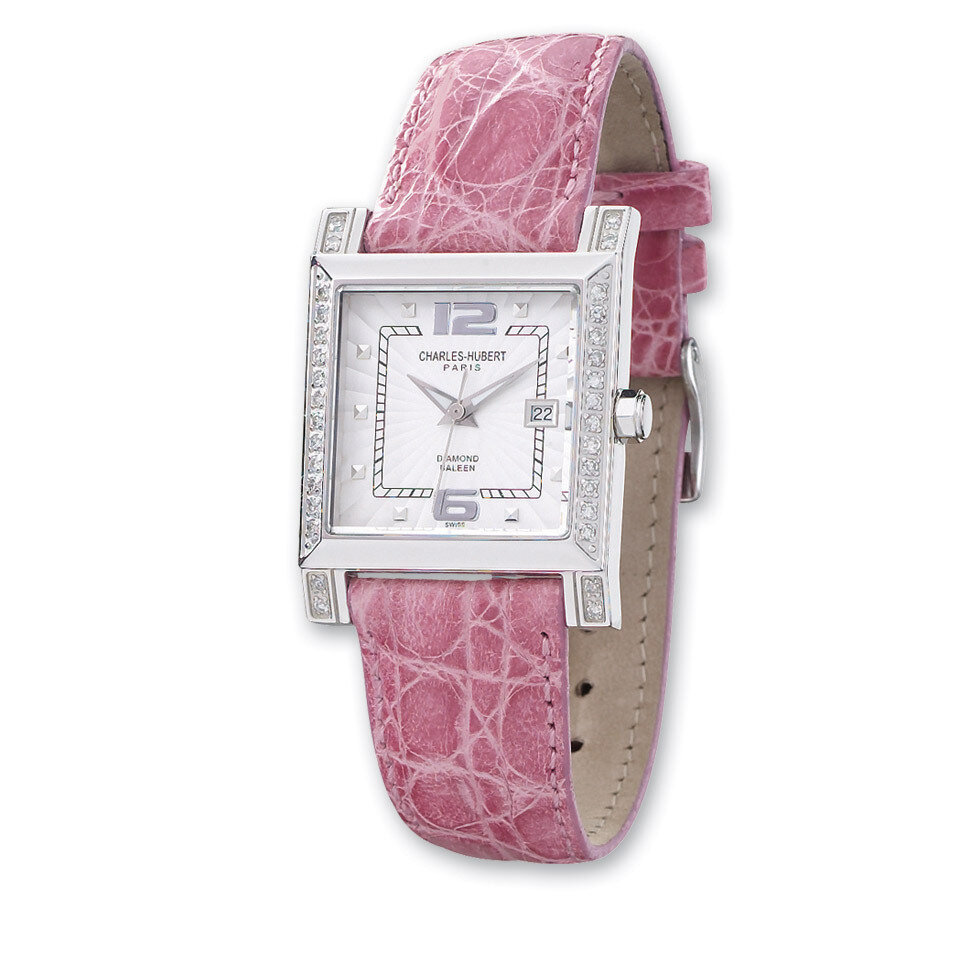 Charles Hubert 0.42ct. Dia. 29x28mm Bezel Pink Leather Watch Ladies XWA1745, MPN: XWA1745, 81123301…