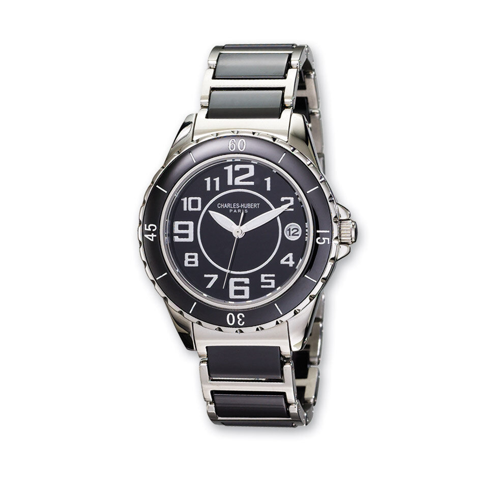 Charles Hubert Stainless Steel and Ceramic Black Dial Watch Ladies XWA1804, MPN: XWA1804, 811233011…