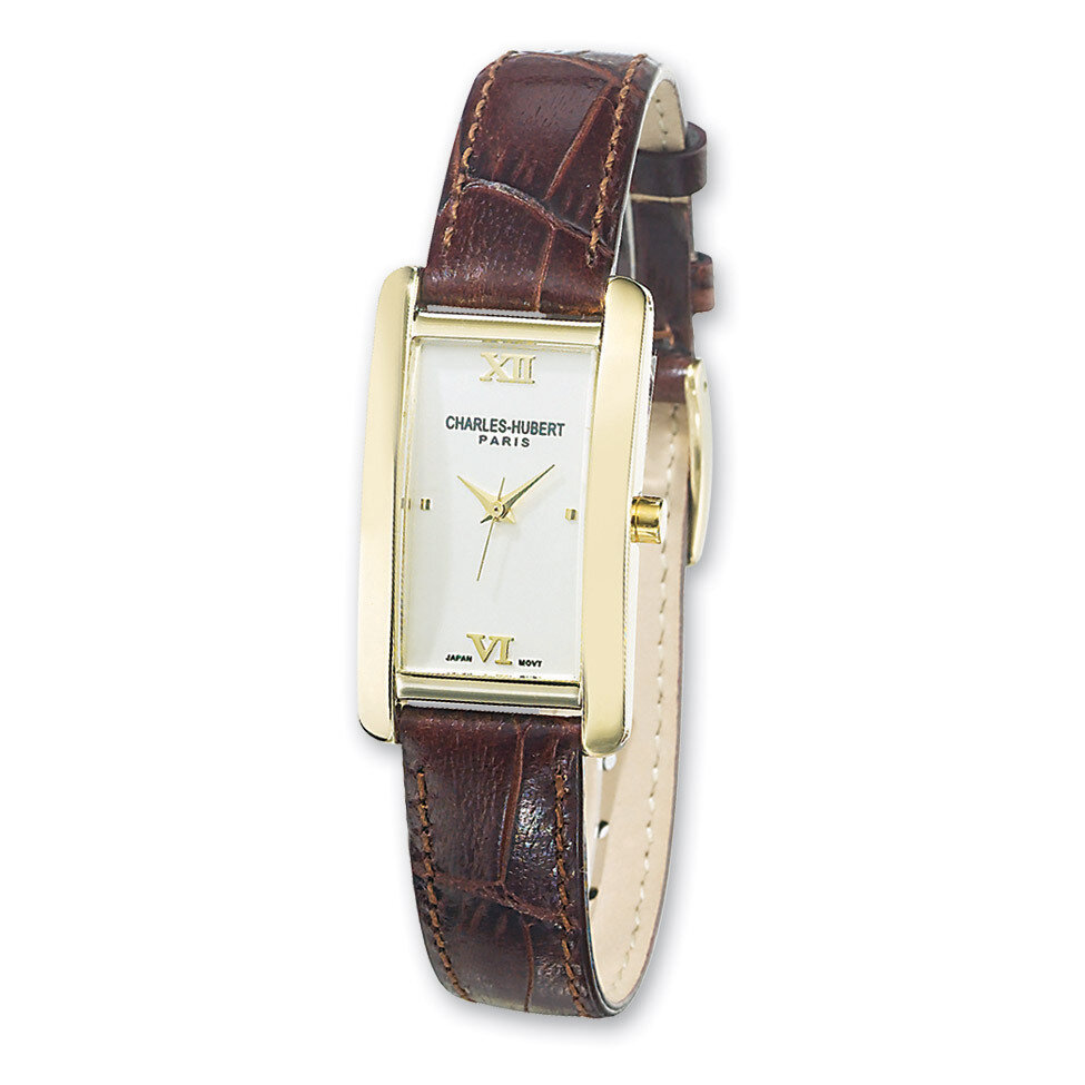 Charles Hubert Leather Band Cream Dial 21x30mm Watch Ladies XWA1890