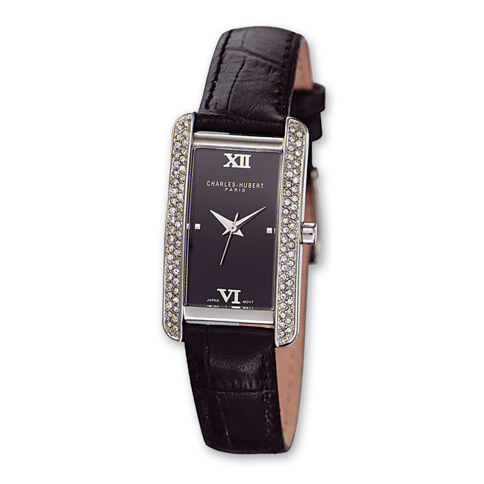 Charles Hubert Leather Band Black Dial 21x30mm Watch Ladies XWA1892