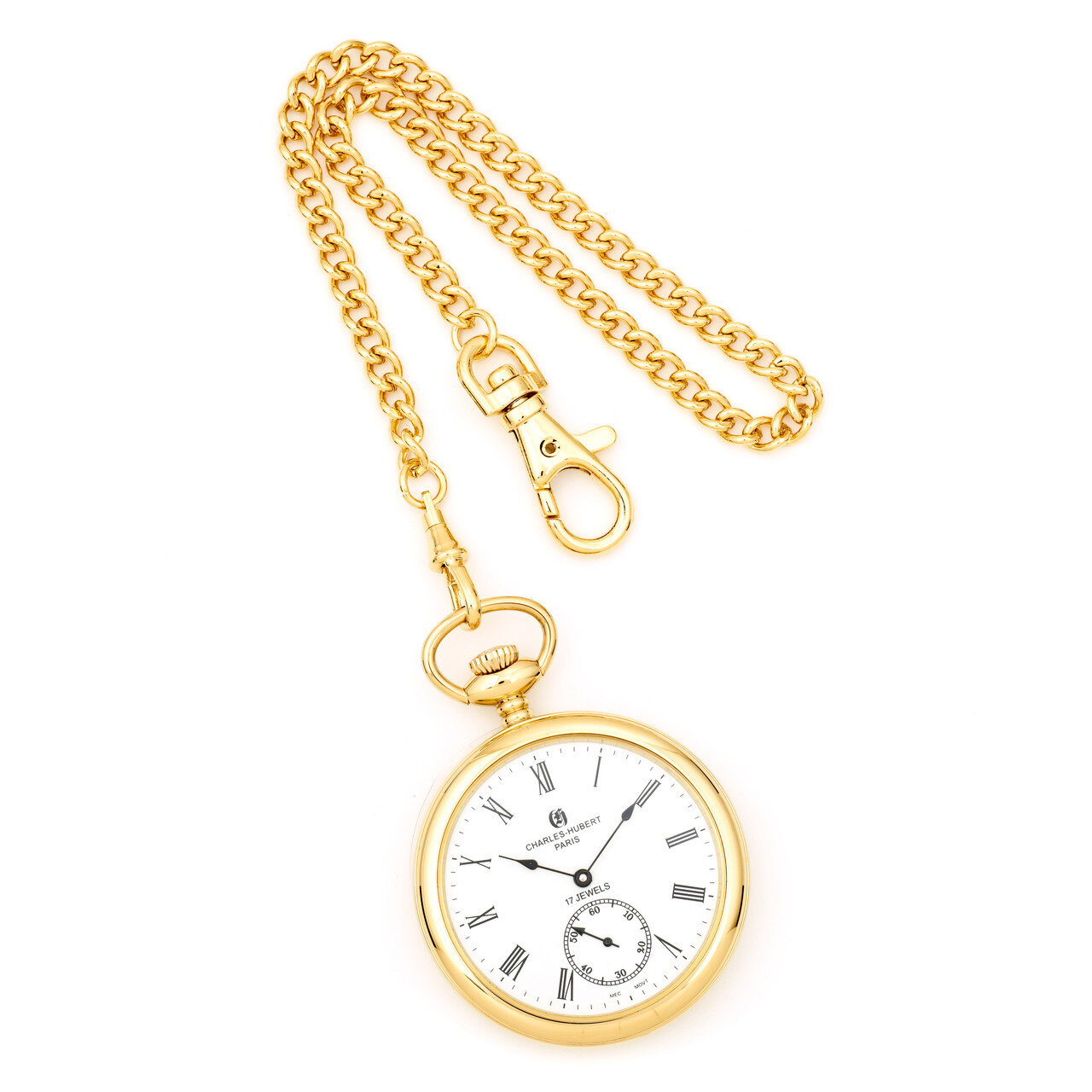 Charles Hubert IP-plated Stainless Open Face Pocket Watch XWA2736