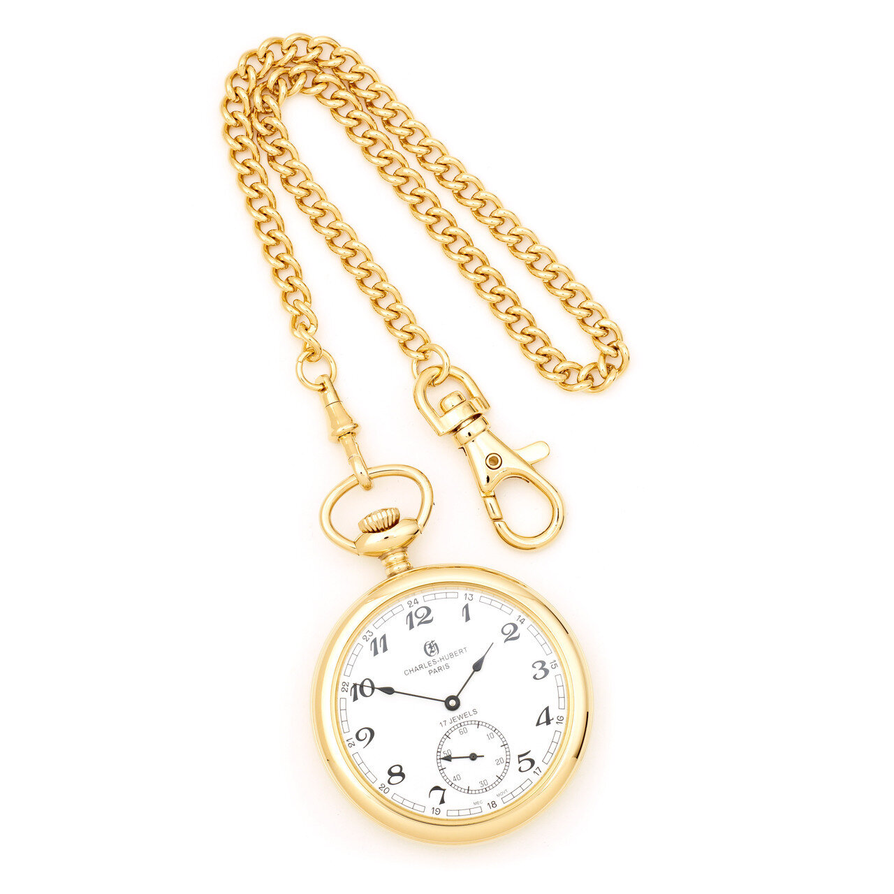 Charles Hubert IP-plated Stainless Open Face Pocket Watch XWA2745