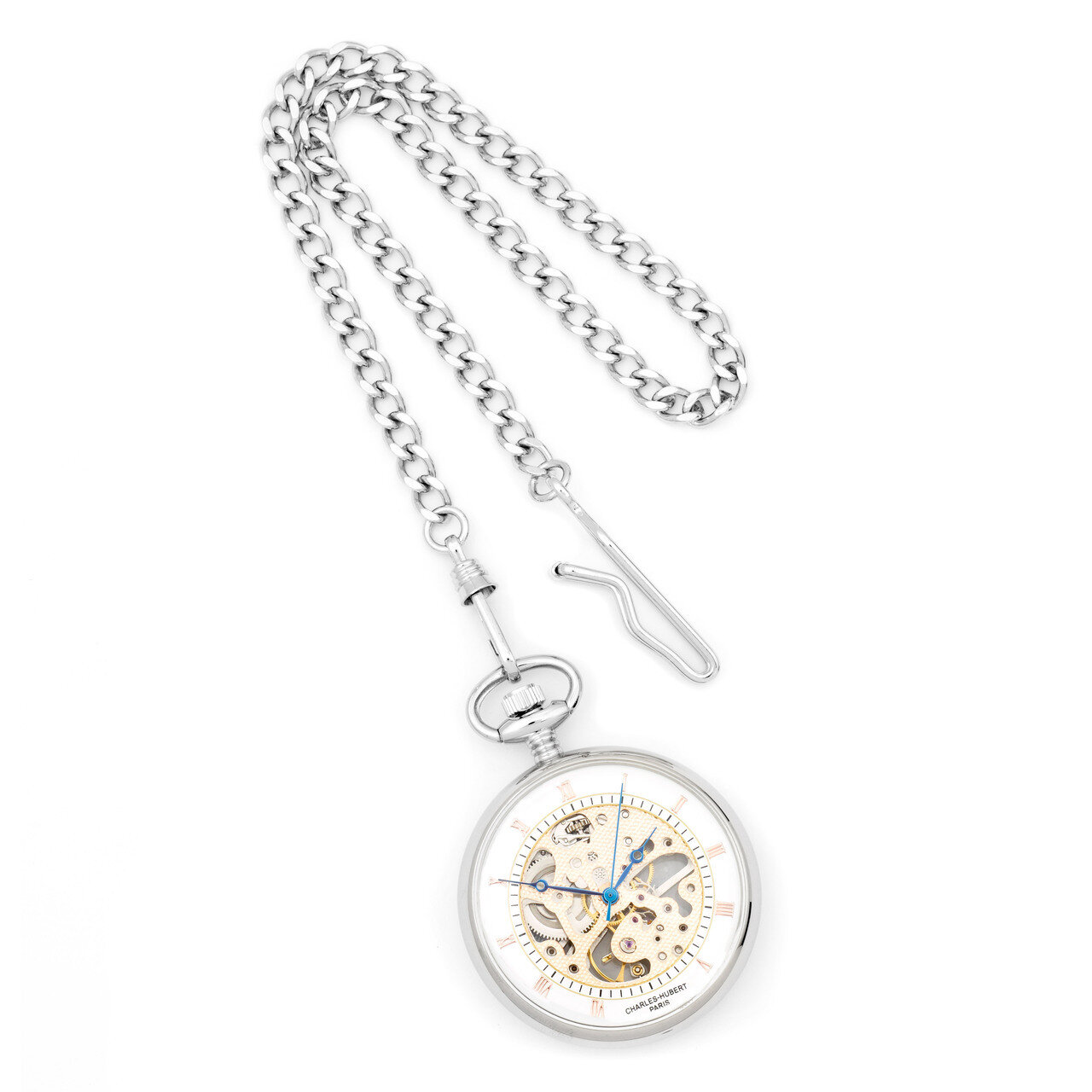 Charles Hubert Brass Open Face Pocket Watch Chrome Finish XWA2766, MPN: XWA2766, 811233016498