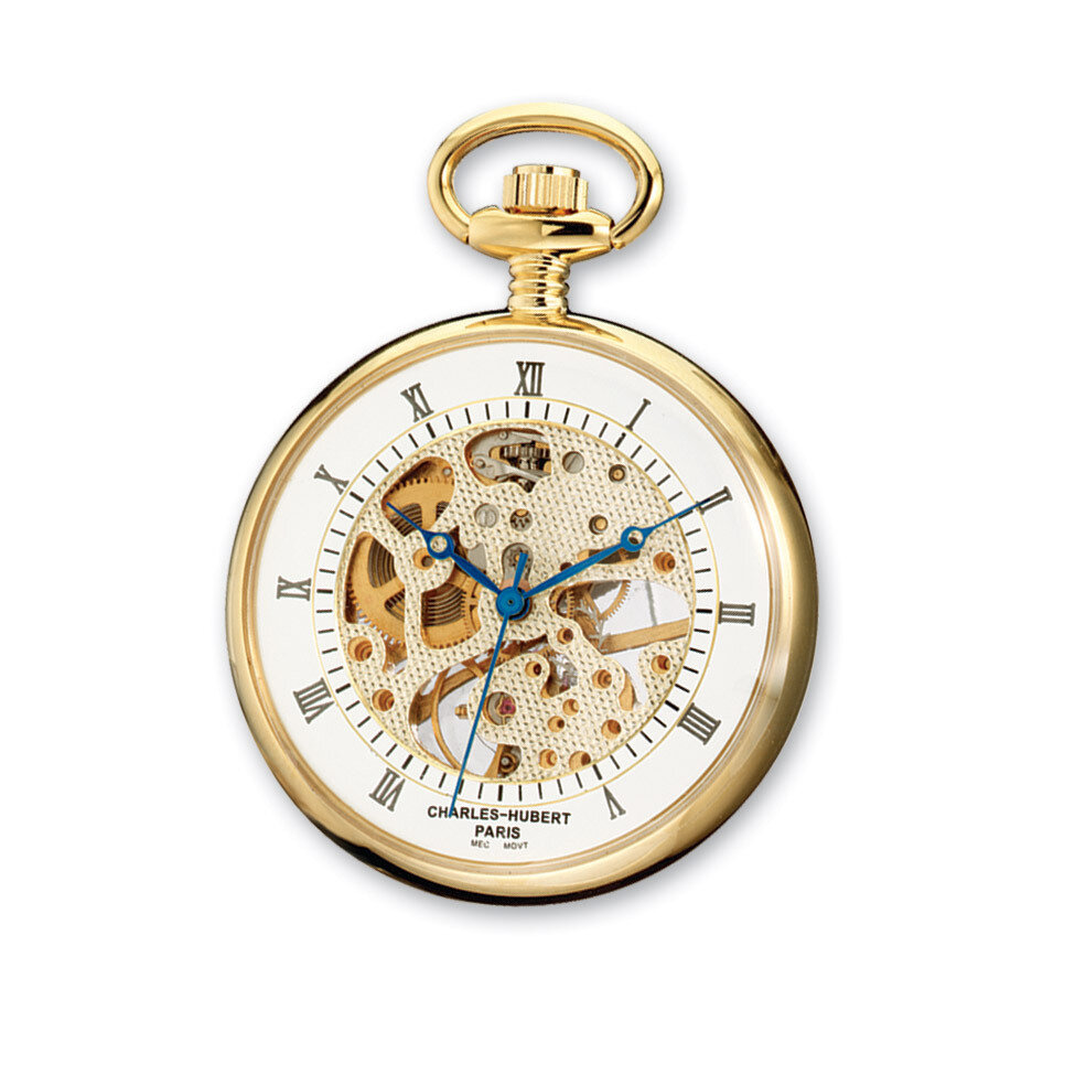 Charles Hubert Gold Finish Brass Open Face Pocket Watch XWA2767, MPN: XWA2767, 811233016504