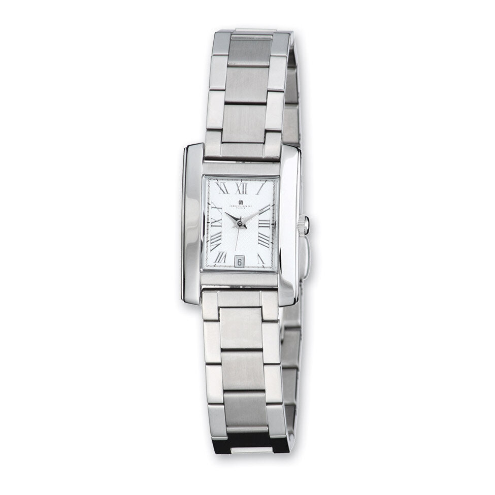 Charles Hubert Stnless Steel White Dial 20mm Rectangular Watch Ladies XWA3262