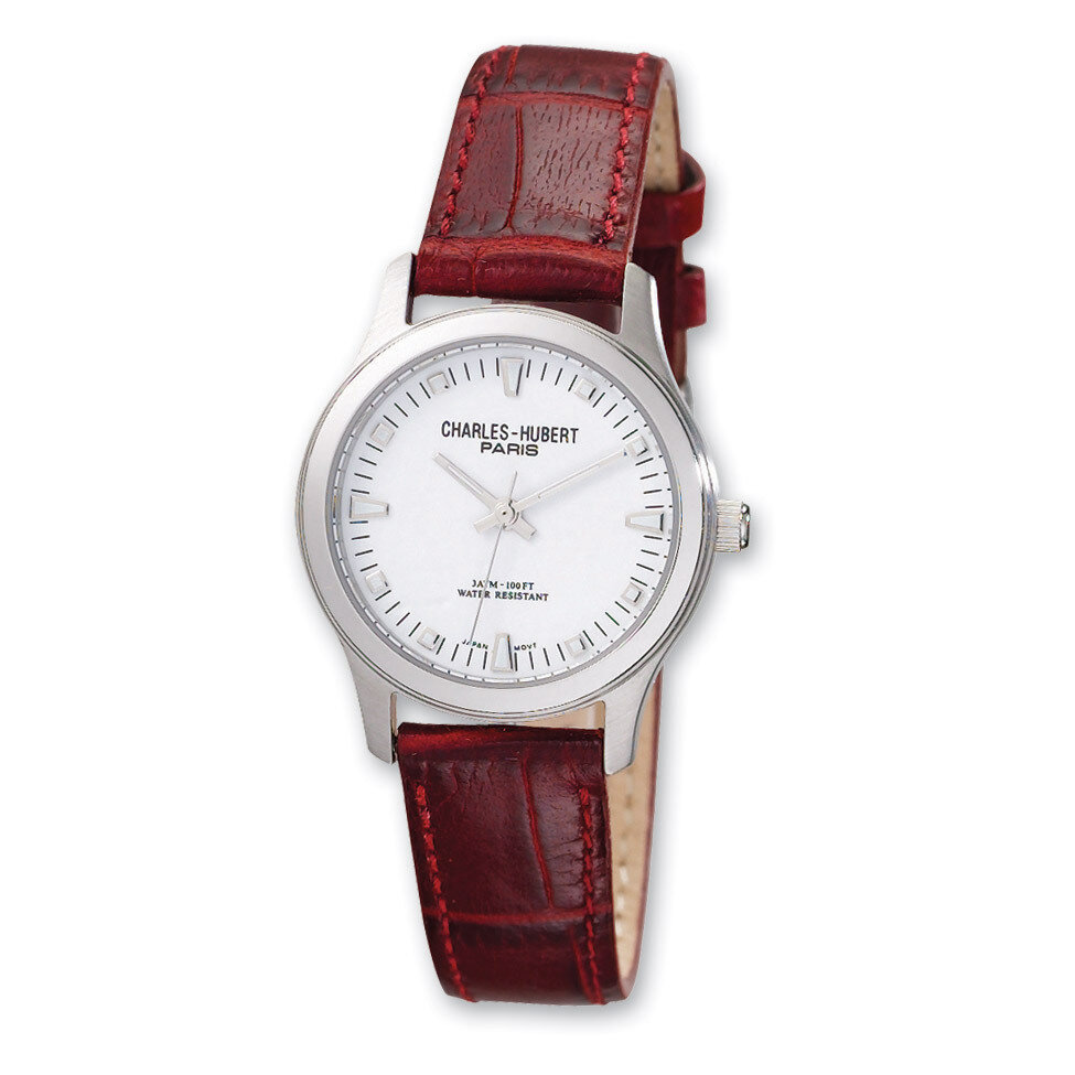Charles Hubert Brown Leather Band White Dial Watch Ladies XWA3317