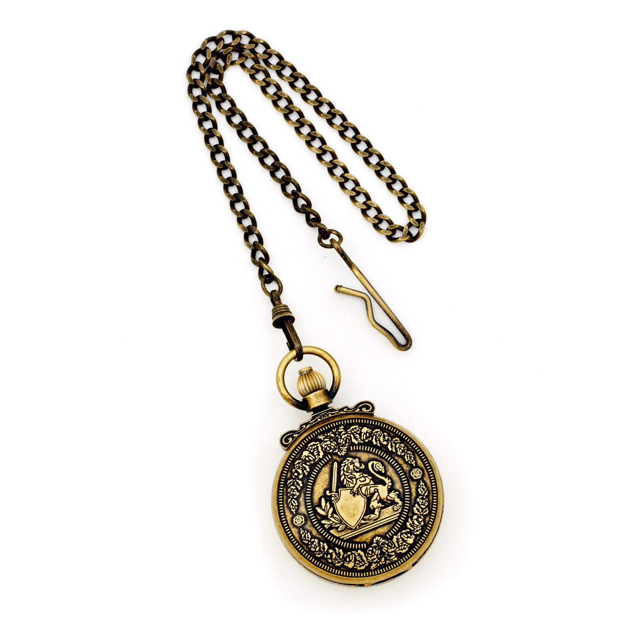 Charles Hubert Antique Gold Finish Lion Crest Pocket Watch XWA3350