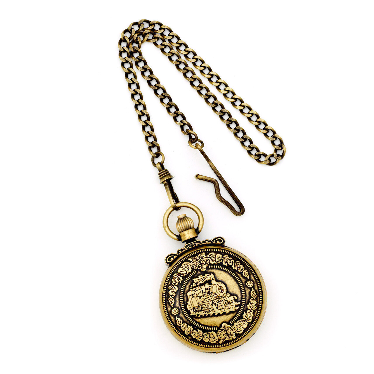 Charles Hubert Antique Gold Finish Steam Engine Pocket Watch XWA3352, MPN: XWA3352, 811233018454