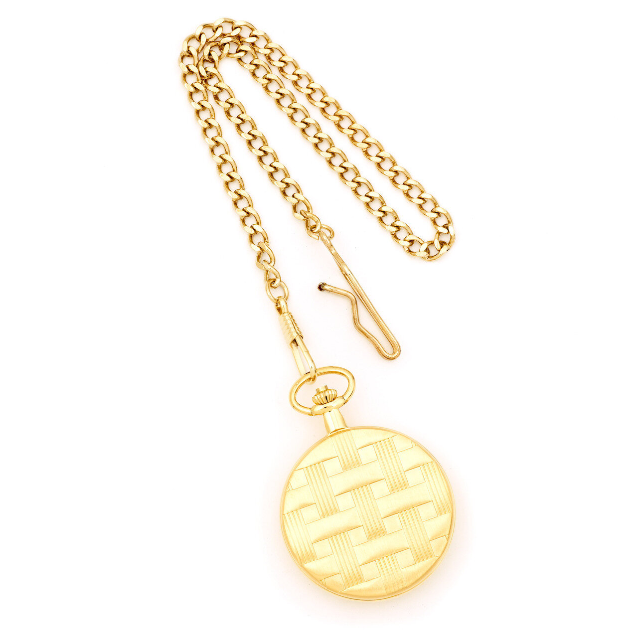 Charles Hubert Gold Finish Brass Basketweave Pocket Watch XWA3363, MPN: XWA3363, 811233018072