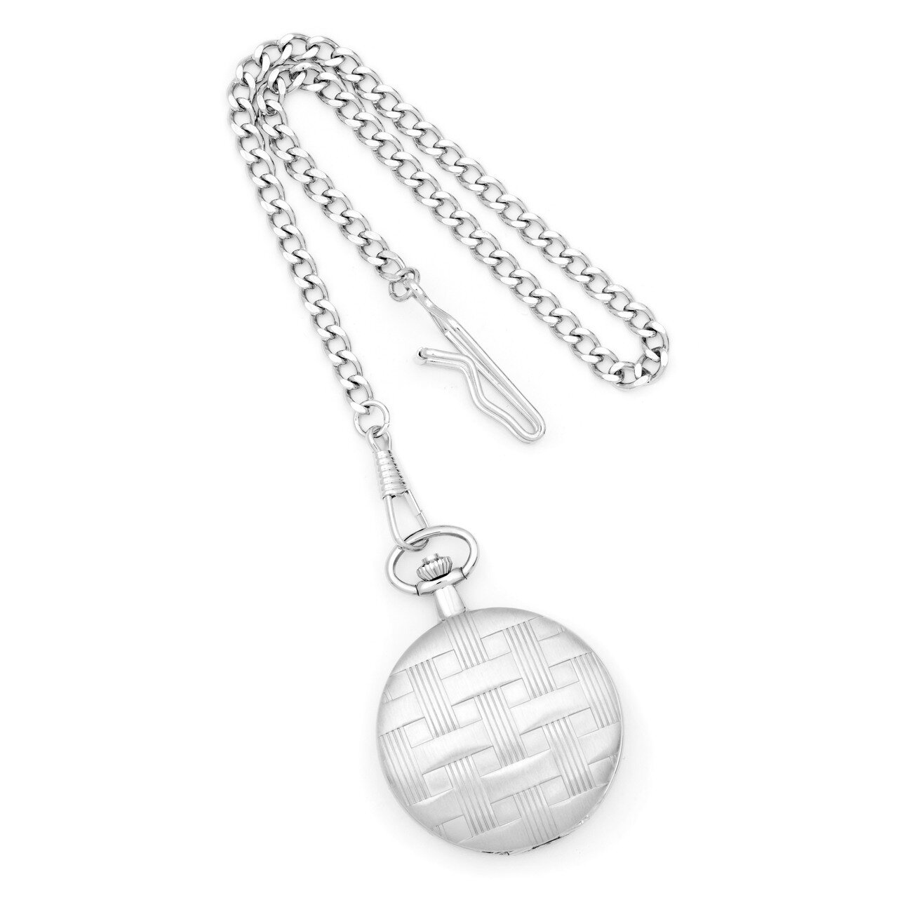Charles Hubert Brass Basketweave Pocket Watch Chrome Finish XWA3364, MPN: XWA3364, 811233018089