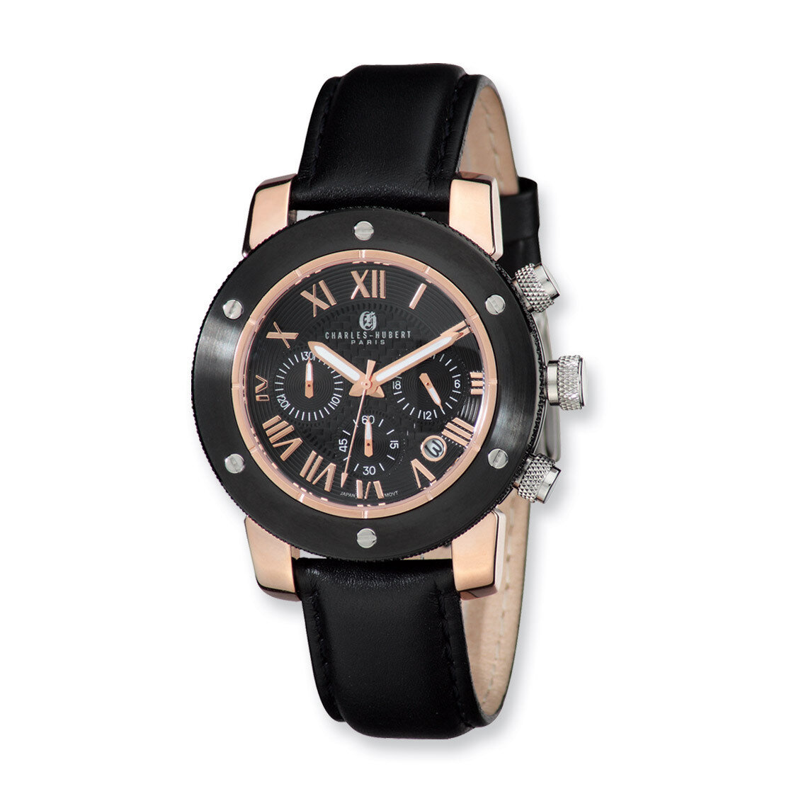Charles Hubert Rose IP-plated Stainless Steel Black Dial Chrono Watch XWA4250, MPN: XWA4250, 848870…