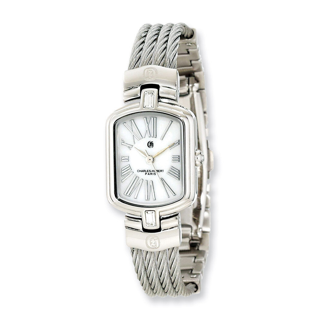 Charles Hubert Stainless Steel Wire Bangle White MOP Dial Watch XWA4303, MPN: XWA4303, 848870000436