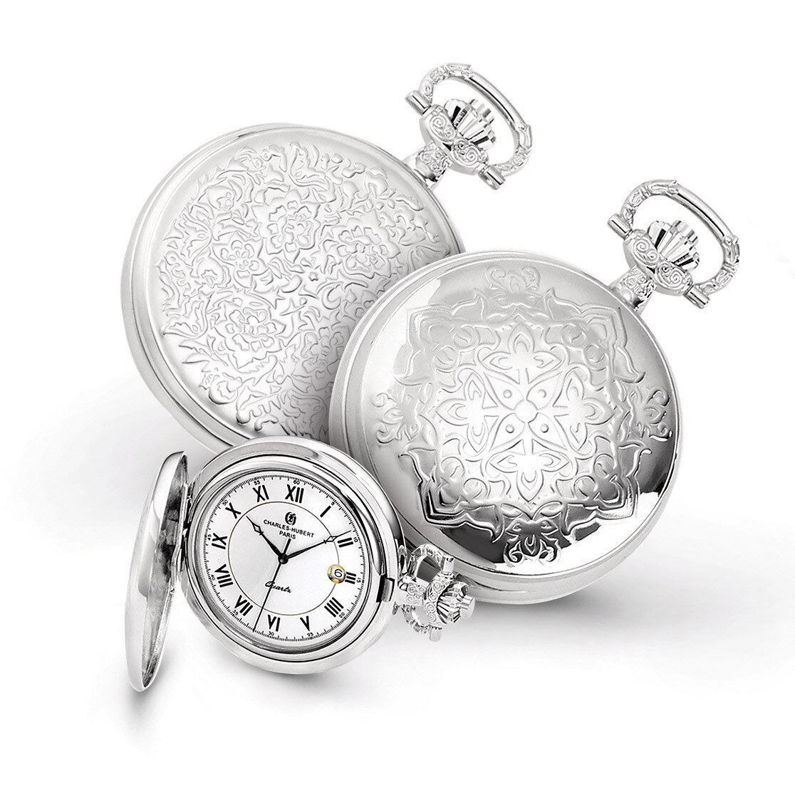 Charles Hubert Chrome-finish Floral Design Pocket Watch XWA4461, MPN: XWA4461, 848870000238
