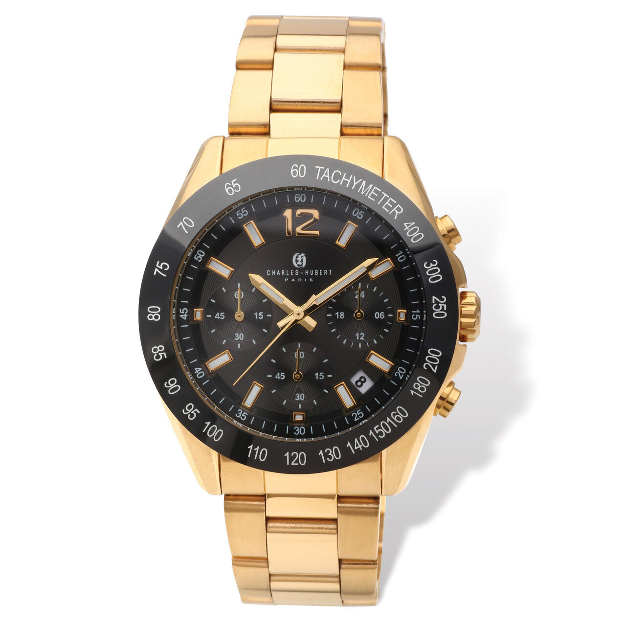 Charles Hubert IP-plated Black Dial Chronograph Watch Men's XWA4808, MPN: XWA4808, 848870007206
