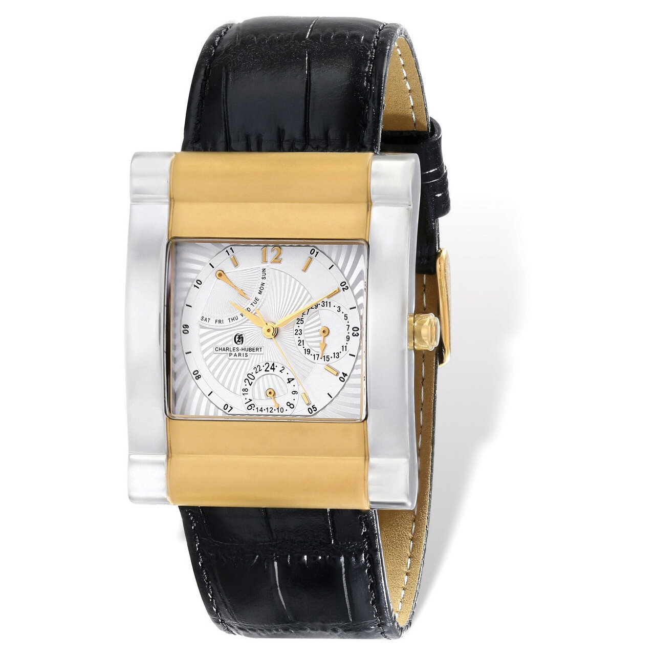 Charles Hubert IP 2-Tone Stainless Leather Band 35x43mm Watch Men&#39;s XWA4841, MPN: XWA4841, 84887000…