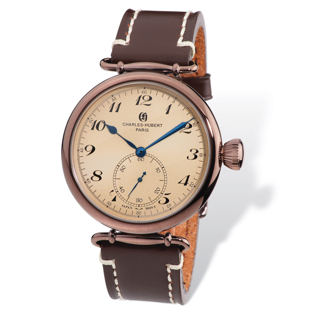 Charles Hubert IP Brown Stainless Leather Band 46mm Watch Men&#39;s XWA4858, MPN: XWA4858, 848870006735