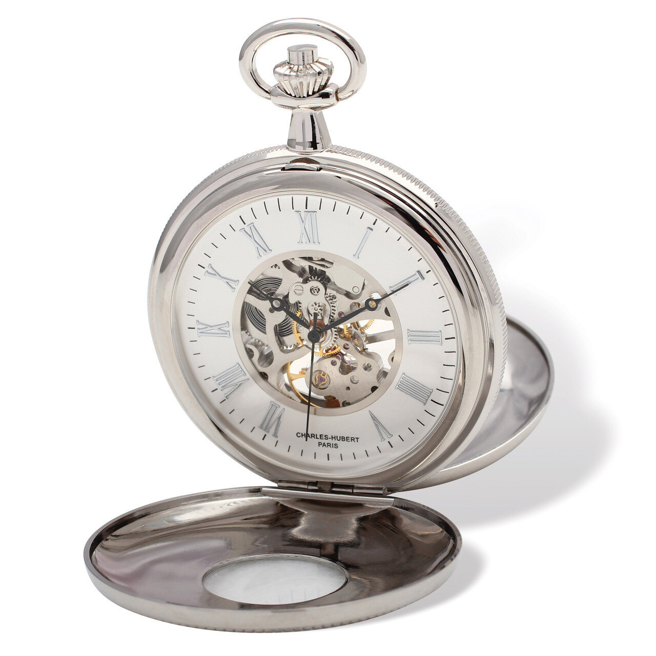 Charles Hubert White Dial Pocket Watch Chrome Finish XWA4908, MPN: XWA4908, 848870006353