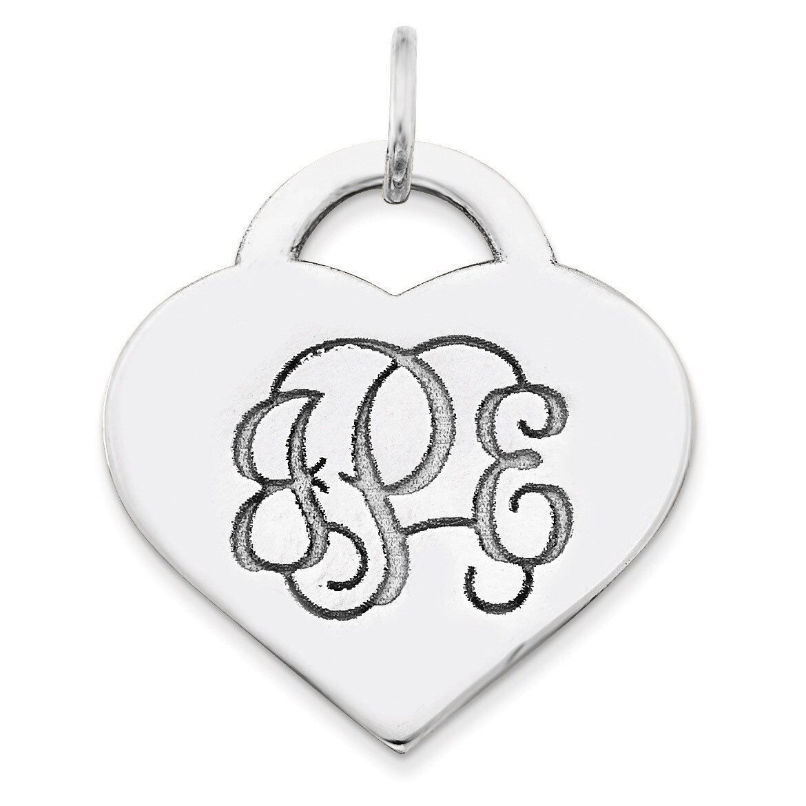 Letters Heart Monogram Pendant 10k White Gold Casted High Polished 10XNA511W