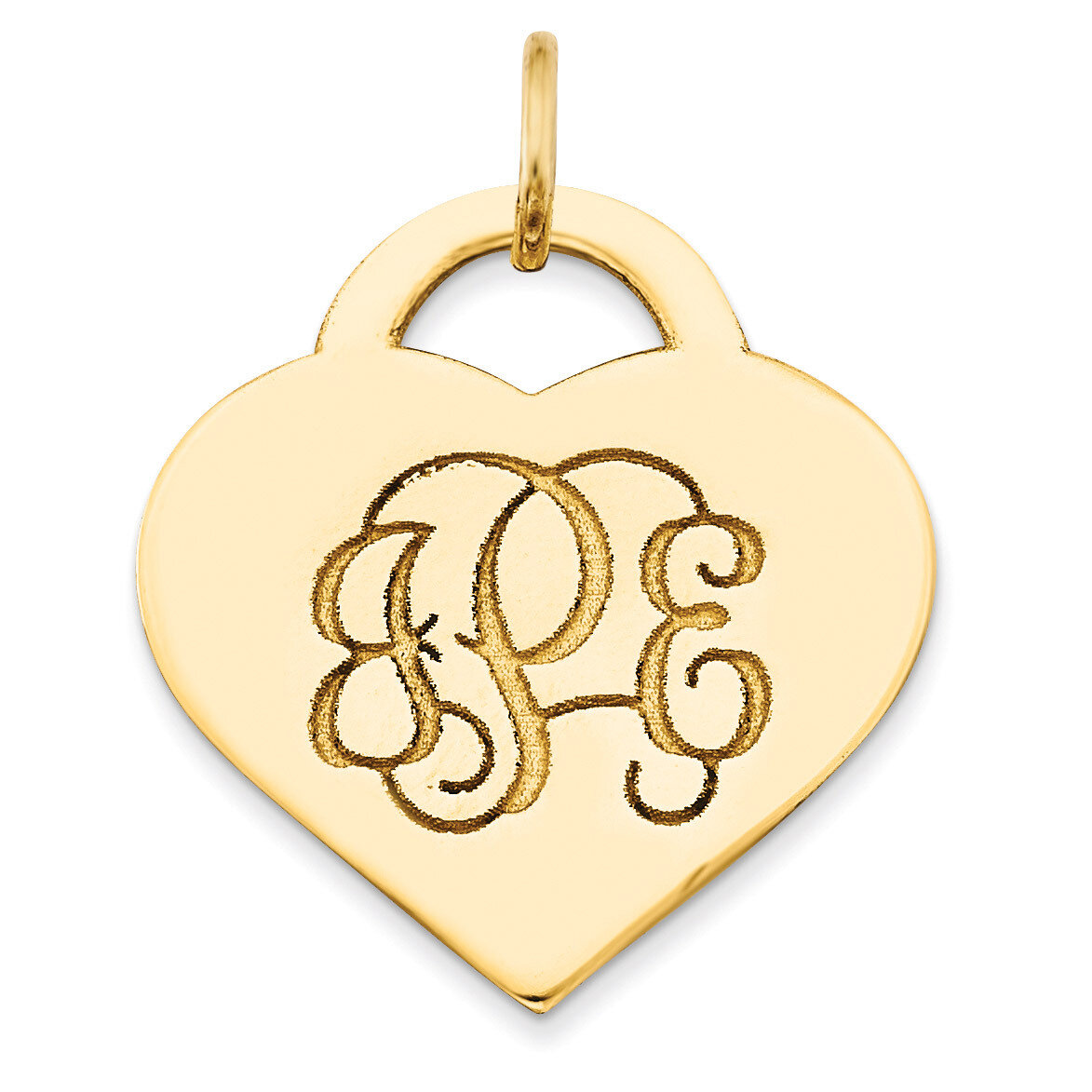 Letters Heart Monogram Pendant 10k Yellow Gold Casted High Polished 10XNA511Y