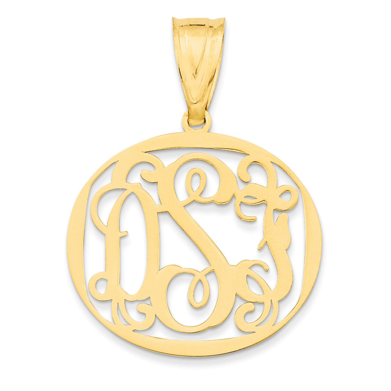 Monogram Circle Pendant 10k Yellow Gold Laser High Polish 10XNA527Y, MPN: 10XNA527Y,