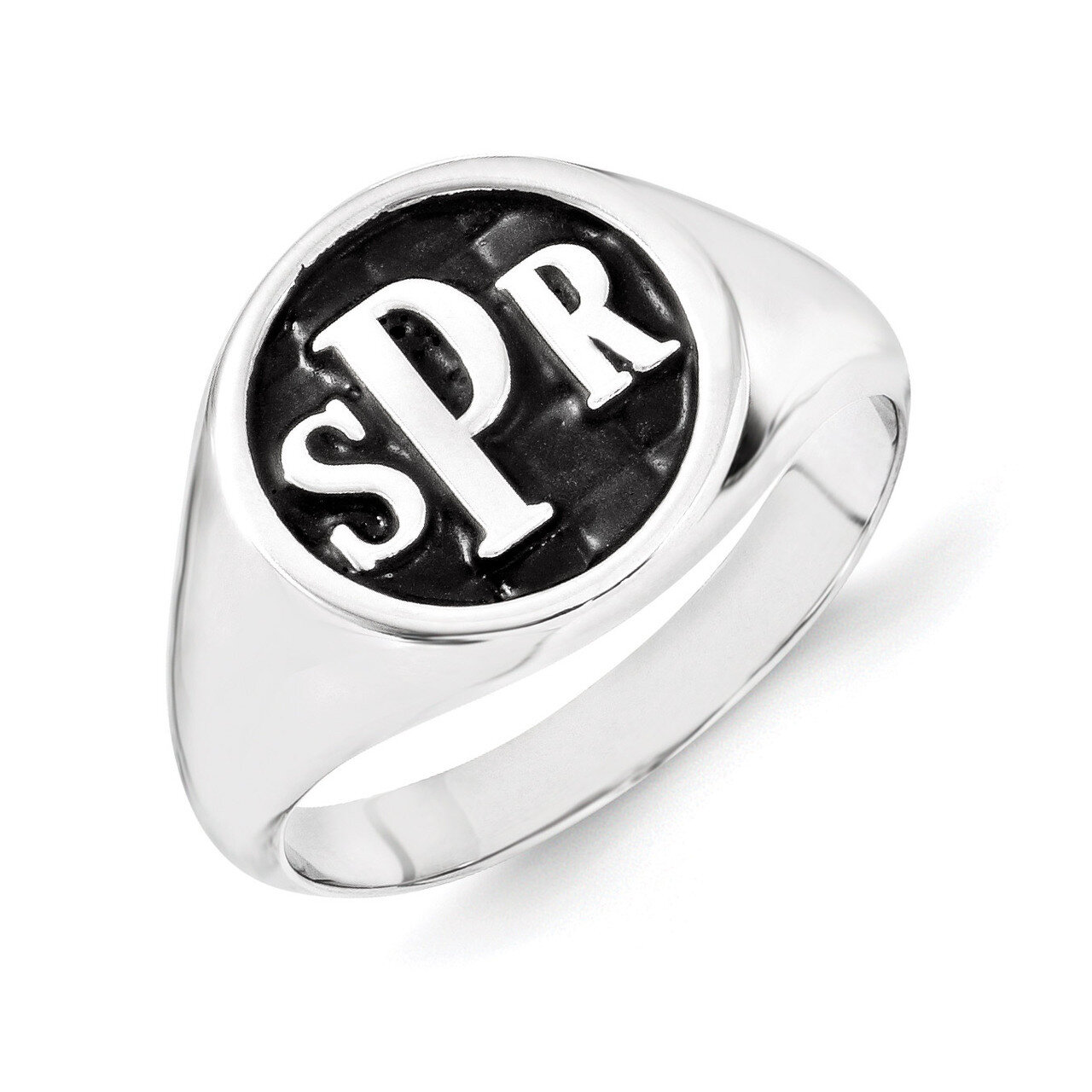 Monogram Signet Ring 10k White Gold 10XNR44W