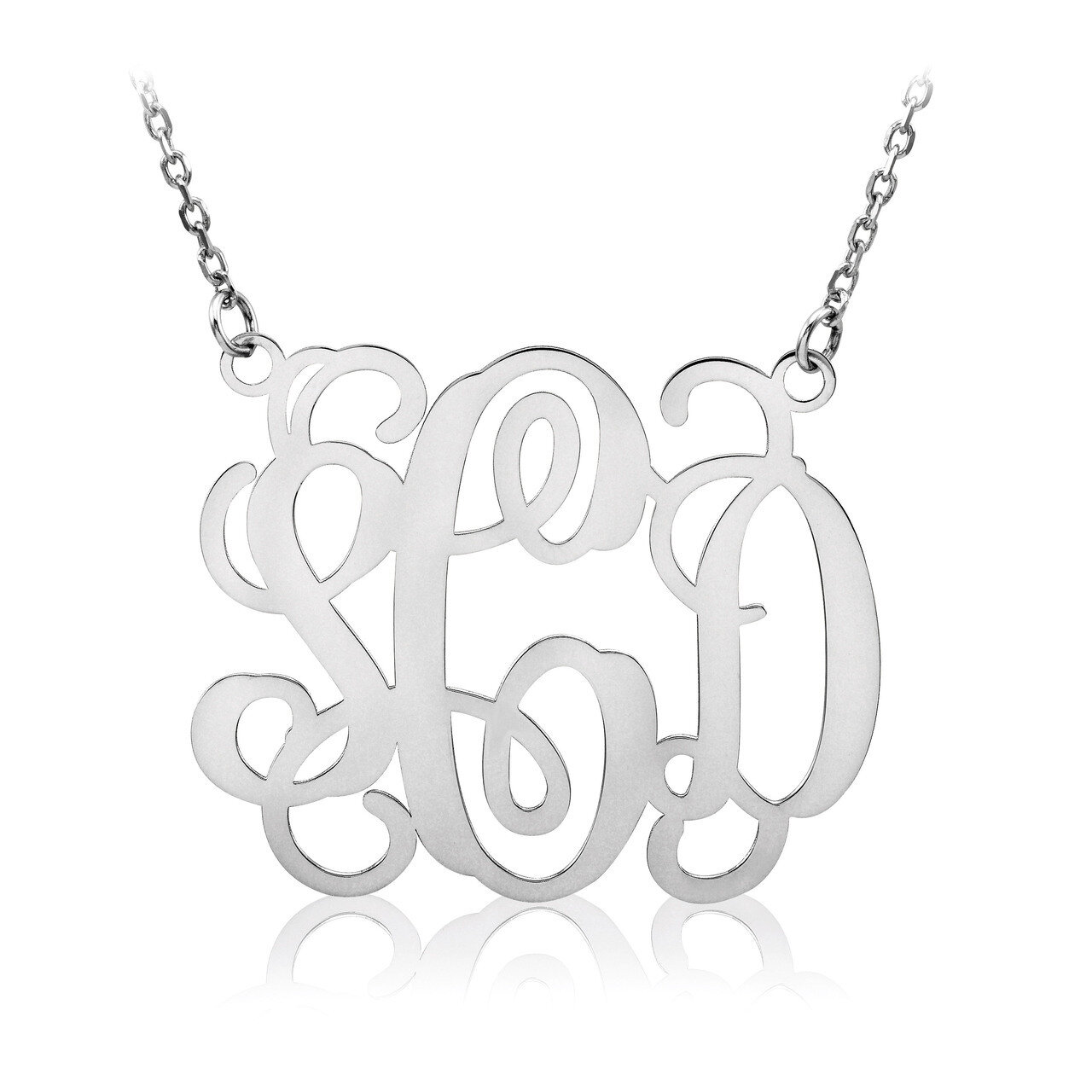 Monogram Plate with chain 0.18 Gauge Sterling Silver XNA502SS