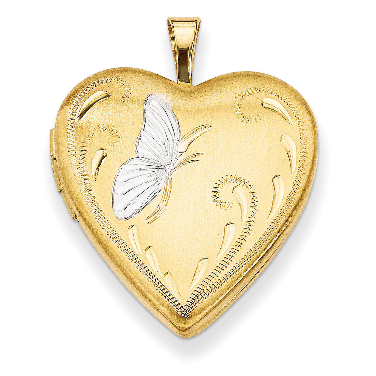 Butterfly 19mm Heart Locket Sterling Silver Gold-plated & Rhodium QLS110