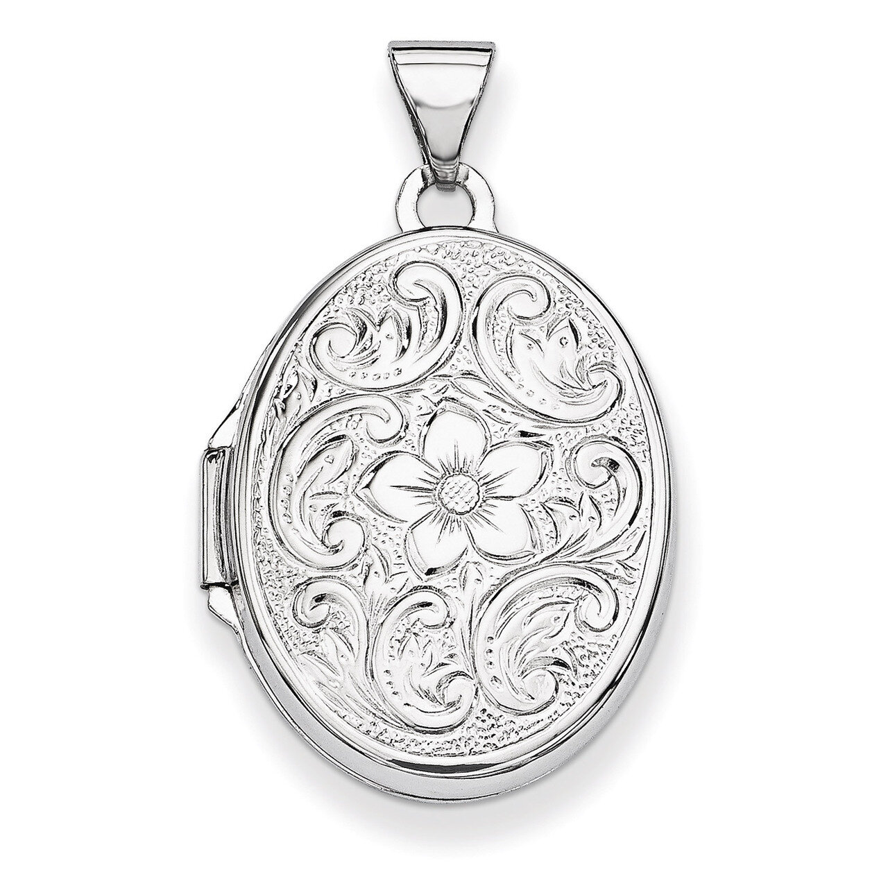 Oval Floral Locket Sterling Silver QLS190