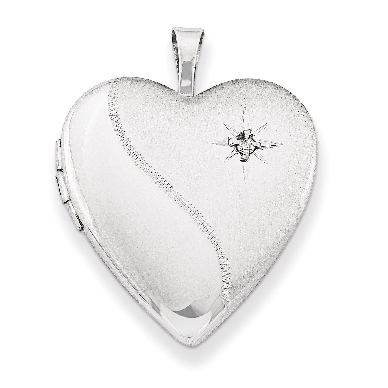 Diamond Heart Locket Sterling Silver 20mm QLS239-18