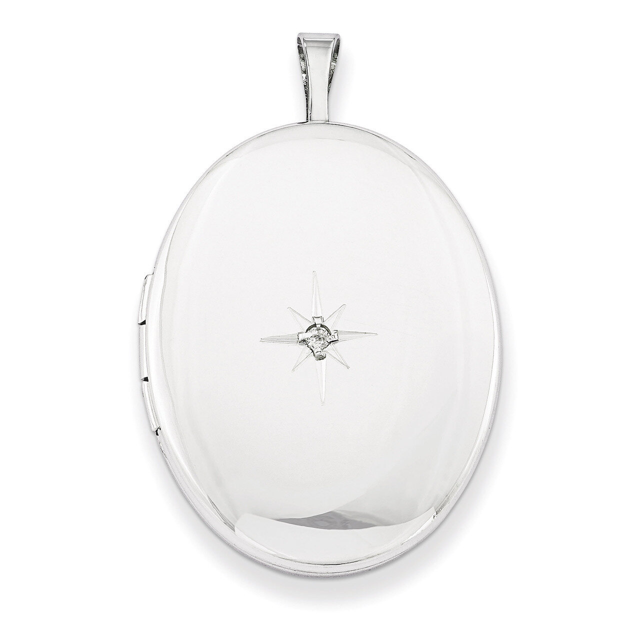 Diamond Oval Locket Sterling Silver 26mm QLS266-18, MPN: QLS266-18, 883957526409