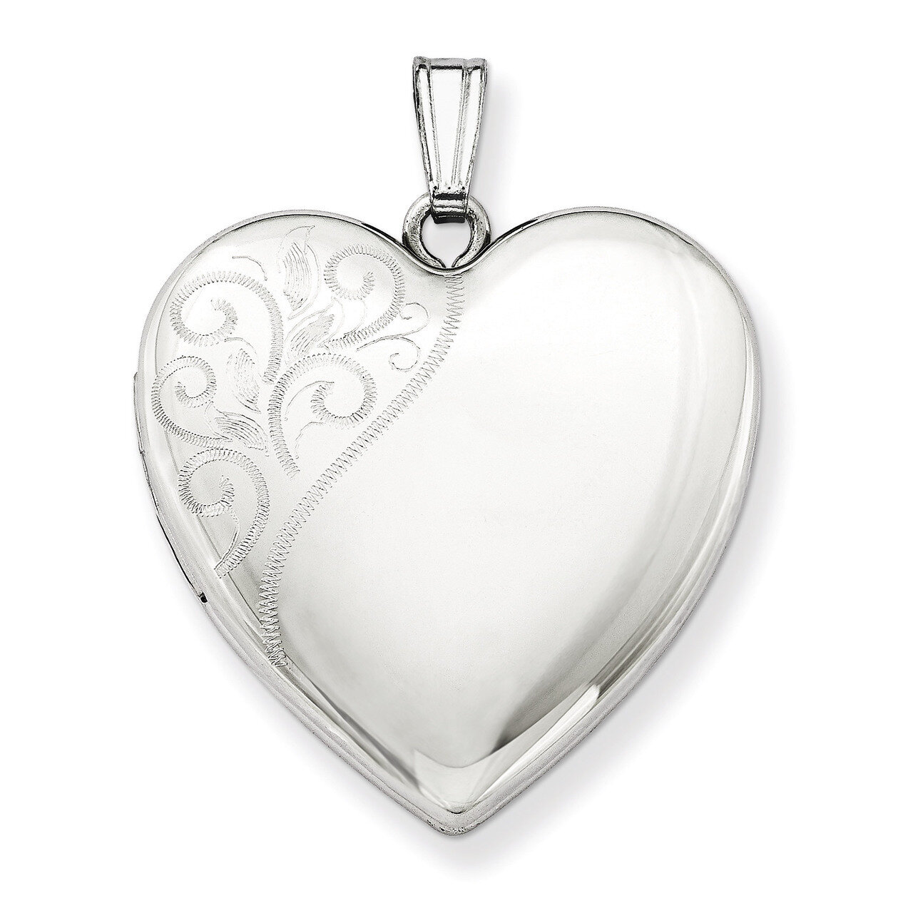 Swirl Heart Locket Sterling Silver 24mm Polished QLS310, MPN: QLS310, 191101277306